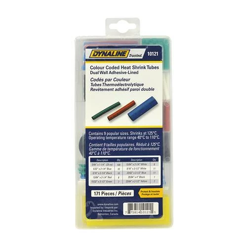 Electrical Supplies Dynaline Heat Shrink Tube Assortment 171 Pieces / Color Coded 3 Electrical Supplies Dynaline Heat Shrink Tube Assortment 171 Pieces / Color Coded
