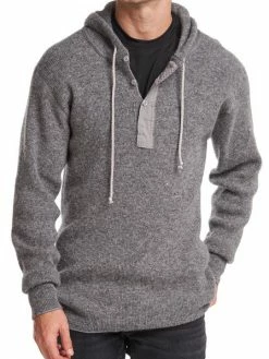 Stanfields Work Wear Stanfield's 1329 Heavy Weight Wool Henley With Hood | Grey | Sizes S - 2XL