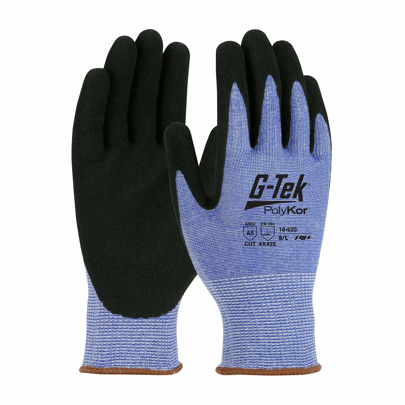 G-Tek® 16-635 Cut-Resistant PolyKor® Blended Glove With Black Nitrile Palm And Fingers (Cut Level 5) Work Gloves 3 G-Tek® 16-635 Cut-Resistant PolyKor® Blended Glove With Black Nitrile Palm And Fingers (Cut Level 5) Work Gloves