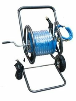 New-Line Blue Serpent Commercial-Grade 2-Wheeled Garden Hose & Nozzle Kit