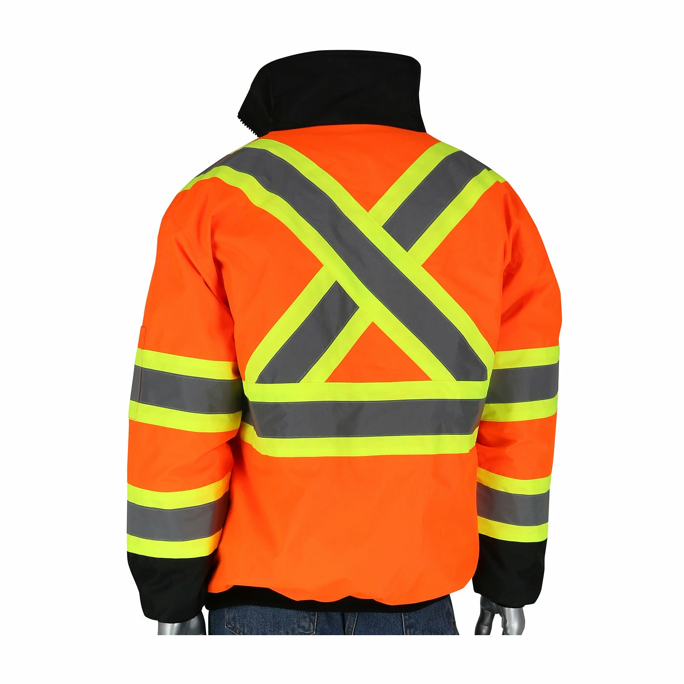 PIP® Two-Tone X-Back Black Bottom Bomber Jacket | Orange | Hi-Vis Work Wear 4 PIP® Two-Tone X-Back Black Bottom Bomber Jacket | Orange | Hi-Vis Work Wear