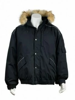 Kelsey Trail Men's Down Filled Bomber W/ Knit Cuffs And Waist | Coyote Fur Trim Hood | Sizes M To 3XL Work Wear