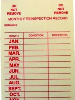 Cleanflow Monthly Safety Equipment Inspection Tags