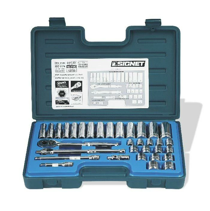 Signet 3/8" Drive 33 Piece Metric Socket Set | 8mm-22mm Regular | 8mm-22mm Deep Hand Tools 3 Signet 3/8" Drive 33 Piece Metric Socket Set | 8mm-22mm Regular | 8mm-22mm Deep Hand Tools