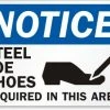 Cleanflow Notice Steel Toe Shoes Required Safety Sign