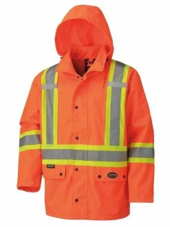 Hi-Vis Work Wear Pioneer 450D Waterproof Hi Vis Rain Jacket | S-4XL