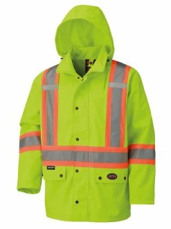 Hi-Vis Work Wear Pioneer 450D Waterproof Hi Vis Rain Jacket | S-4XL