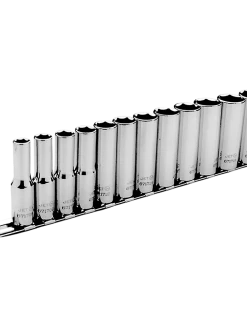 Jet 3/8" Drive Metric Chrome Socket Set - 6 Point - 12 Piece - DEEP