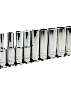 Jet 3/8" Drive SAE Chrome Socket Set - 12 Point - 9 Piece DEEP Hand Tools