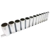 Jet 1/2" Drive SAE Chrome Socket Set - 12 Point - 13 Piece - DEEP Hand Tools