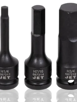 Power Tool Accessories Jet 1/2" Drive SAE Impact Socket | Hex Bit Set | 3" Length | 8 Piece 8 Power Tool Accessories Jet 1/2