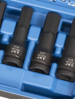 Power Tool Accessories Jet 1/2" Drive Metric Impact Socket | Hex Bit | 3" Length | 8 Piece