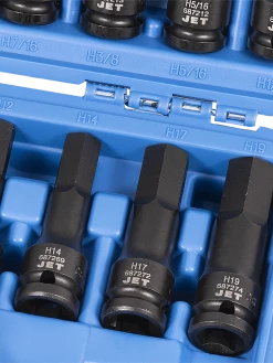 Jet 1/2" Drive SAE/Metric Impact Socket | Hex Bit Set | 3" Length | 16 Piece Power Tool Accessories