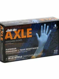 PIP Ambi-Dex® Axle Blue Powder-Free Disposable Textured Nitrile Gloves - 4 Mil - Box Of 100 Work Gloves