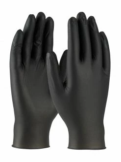 PIP Work Gloves Ambi-Dex® Axle Black Powder-Free Disposable Textured Nitrile Gloves - 4 Mil - Box Of 100