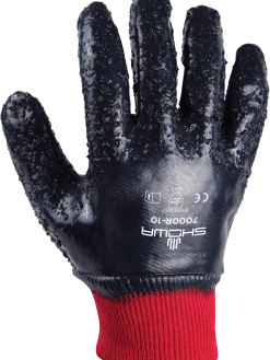 Showa 7000R Full Nitrile Coated Rough Grip Knit Wrist Work Glove - Pack Of 12 Pairs Work Gloves