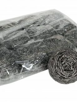 Globe Commercial Products 50g Stainless Steel Scourer (Pack Of 12)