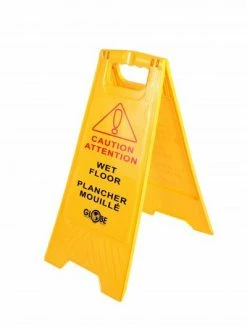 Globe Commercial Products Yellow Wet Floor Sign - English/French Cleaning Tools