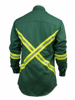 KELTEK Apparel Flame Resistant Work Wear KELTEK A7938S 7oz Flame Resistant Work Shirt (W/ Reflective) | Green | S-5XL (HRC 2)
