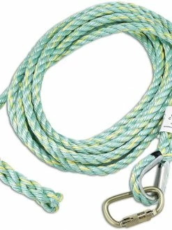 Safety Equipment Dynamic 3-Strand Co-Polymer Vertical Rope Lifelines W/ Carabiner