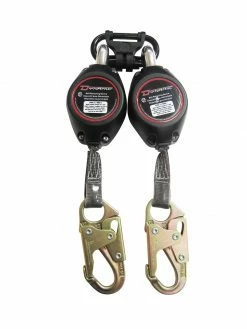 Dynamic Double Leg Web Self Retracting Lifeline (SRL), Triple Action Carabiner And Snap Hook - 7' Safety Equipment
