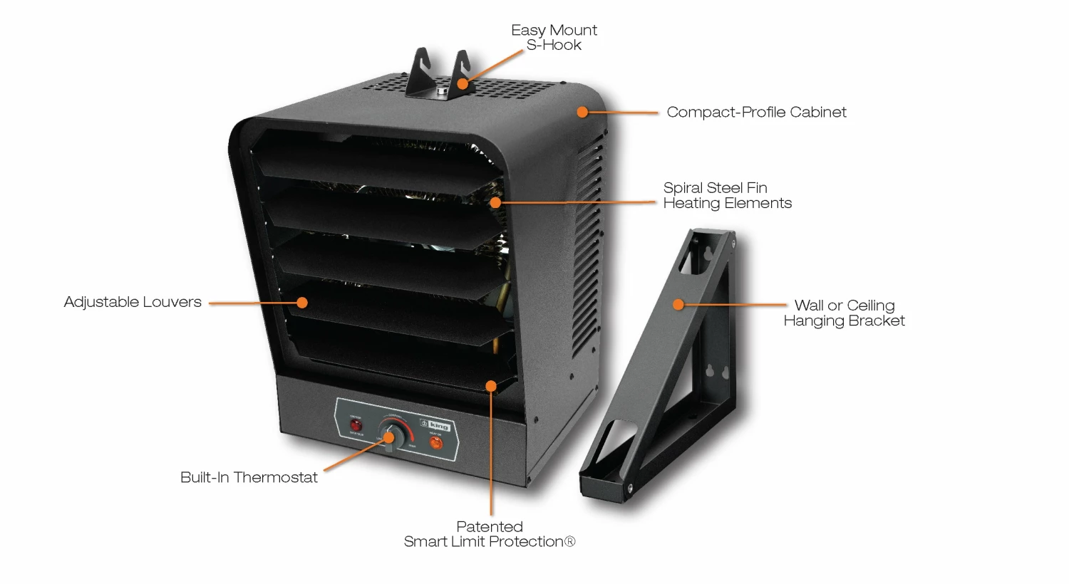King Electric GH Compact Garage Heater | 240 Volt, 5,000 To 10,000 Watt Heaters 4 King Electric GH Compact Garage Heater | 240 Volt, 5,000 To 10,000 Watt Heaters