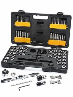 Hand Tools GEARWRENCH Ratcheting SAE/Metric Tap And Die Set - 77 Piece