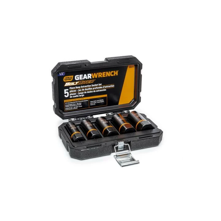 GEARWRENCH Bolt Biter™ Deep Extraction Socket Set - 1/2" Drive - 5 Piece Hand Tools 3 GEARWRENCH Bolt Biter™ Deep Extraction Socket Set - 1/2" Drive - 5 Piece Hand Tools