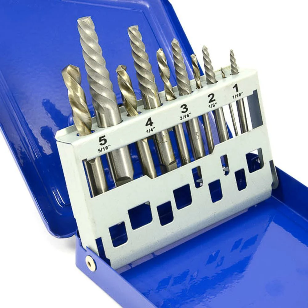 Forney Left Hand Drill Bit And Spiral Screw Extractor Set - 10 Piece Power Tool Accessories 3 Forney Left Hand Drill Bit And Spiral Screw Extractor Set - 10 Piece Power Tool Accessories