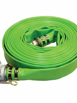 Greenline Hose And Fittings Green Phthalate-Free Layflat Discharge Hose Assemblies (w/ Male X Female Camlocks)
