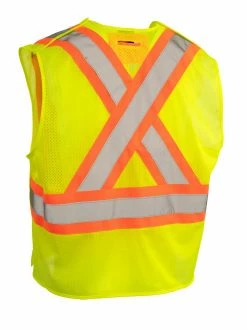 Forcefield Hi-Vis Work Wear High Visibility CSA 5-Point Tearaway Safety Vest With Pockets | One Size Fits All
