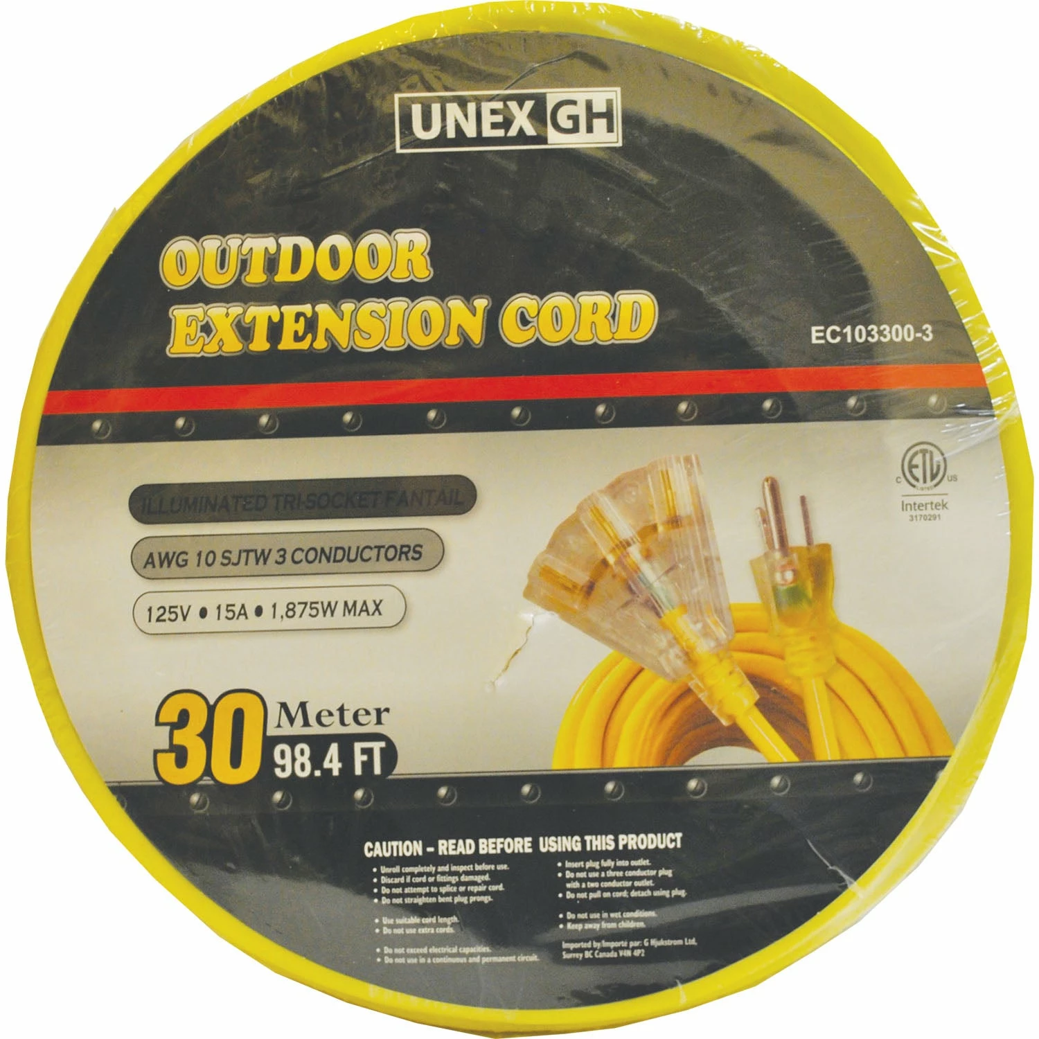Unex Outdoor Extension Cord - 10 Gauge - 15A Rated - Triple Outlet Lighting 3 Unex Outdoor Extension Cord - 10 Gauge - 15A Rated - Triple Outlet Lighting