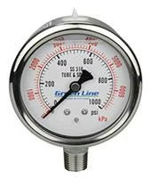 Greenline 4" Liquid Filled Pressure Gauges | 1/2" Stainless Steel Bottom Mount Pump Accessories