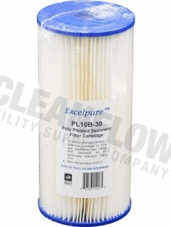 Excelpure 4.5" OD Big Blue Pleated Polyester Water Filters - Various Lengths And Micron Ratings 27 Excelpure 4.5