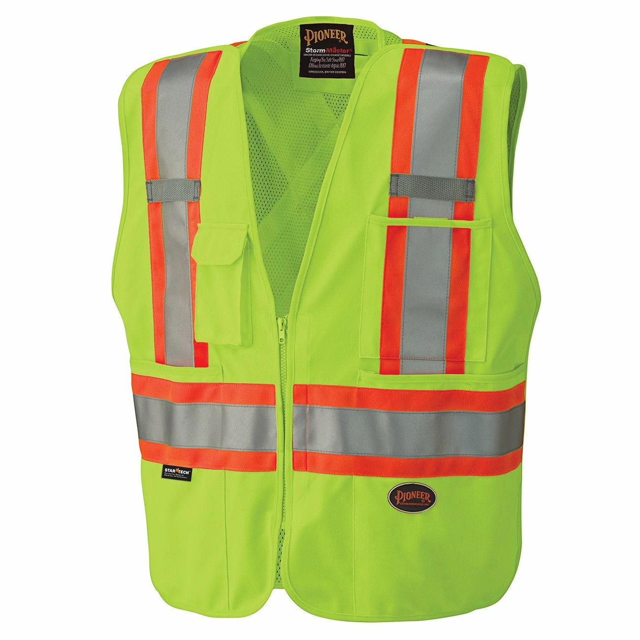 Hi-Vis Work Wear Pioneer Zip-Front Mesh Back Traffic Safety Vest | S-5XL 3 Hi-Vis Work Wear Pioneer Zip-Front Mesh Back Traffic Safety Vest | S-5XL