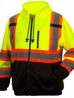 Hi-Vis Work Wear Pyramex Hi Vis Zip-Up Sweatshirt With Teflon⢠Water Resistant Treatment | Sizes M - 5XL