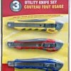 Cleanflow Hand Tools Rubber Grip Utility Knife Set - 3 Piece