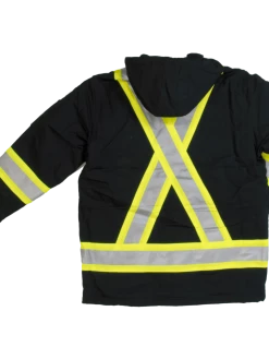 Hi-Vis Work Wear Tough Duck S157 Cotton Duck Winter Safety Parka | Black | Limited Size Selection