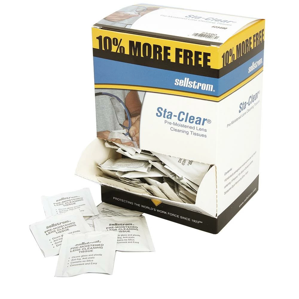 Personal Protective Equipment Sellstrom Sta-Clear Pre-Moistened Non-Alcohol Based Lens Cleaning Towelettes - Pack Of 110 3 Personal Protective Equipment Sellstrom Sta-Clear Pre-Moistened Non-Alcohol Based Lens Cleaning Towelettes - Pack Of 110