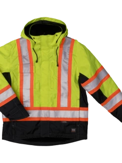 Tough Duck S245 Fleece Lined 300D Waterproof/Breathable Ripstop Safety Jacket | XS-5XL Hi-Vis Work Wear