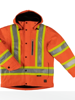 Tough Duck S245 Fleece Lined 300D Waterproof/Breathable Ripstop Safety Jacket | XS-5XL Hi-Vis Work Wear