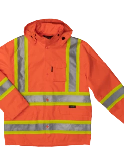 Tough Duck S372 300D Waterproof Breathable Ripstop Safety Rain Jacket | XS-5XL