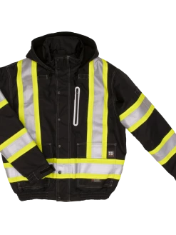Hi-Vis Work Wear Tough Duck SJ20 Insulated 300D Waterproof/Breathable Ripstop Safety Bomber | XS-3XL