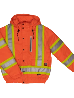 Hi-Vis Work Wear Tough Duck SJ20 Insulated 300D Waterproof/Breathable Ripstop Safety Bomber | XS-3XL