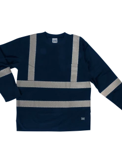 Tough Duck ST08 Premium Birdseye Safety Long Sleeve With Segmented Stripes And Pocket | XS-5XL