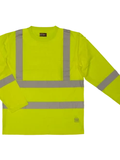 Tough Duck ST08 Premium Birdseye Safety Long Sleeve With Segmented Stripes And Pocket | XS-5XL