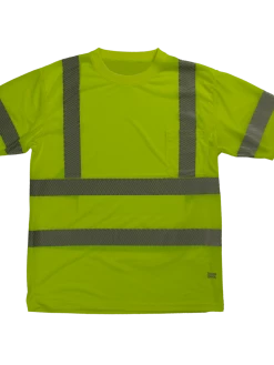 Tough Duck ST12 Premium Polyester Jersey Safety T-Shirt With Segmented Stripes And Pocket | XS-5XL Hi-Vis Work Wear