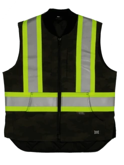Tough Duck SV08 Camo Flex Duck Quilt Lined Safety Vest | XS-5XL Hi-Vis Work Wear