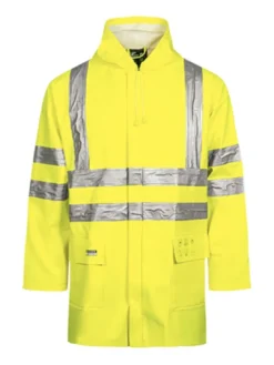 Lyngsoe Rainwear Flame Resistant Work Wear Lyngsoe Flame Resistant HI VIS Rain Jacket In Heavy Quality PVC/PE-CO | Sizes S - 4XL