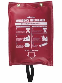 Sellstrom Emergency Fire Blanket - Red Vinyl Hanging Pouch Safety Supplies